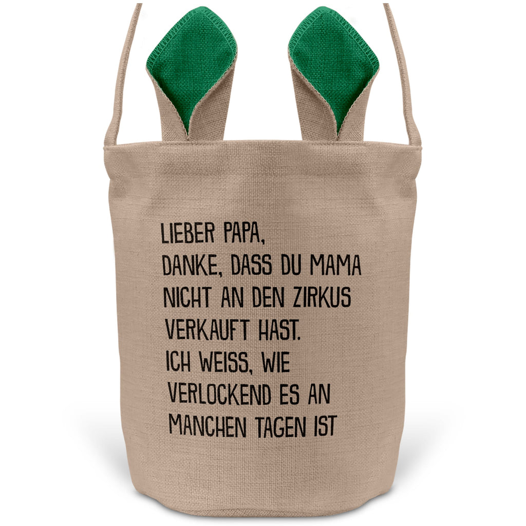 22Feels® Papa Osterkorb Vater mit Henkel Ostergeschenk Tragetasche Ostern Deko Osternest Körbchen Hasenohren (Beige/Grün)-Ostern Tragetasche-22Feels