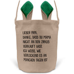 22Feels® Papa Osterkorb Vater mit Henkel Ostergeschenk Tragetasche Ostern Deko Osternest Körbchen Hasenohren (Beige/Grün)-Ostern Tragetasche-22Feels