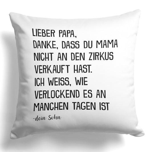 22Feels® Papa Geschenk von Sohn - Kissen mit Spruch (Weiss 40x40cm)-Kissen Weiss 40x40-22Feels