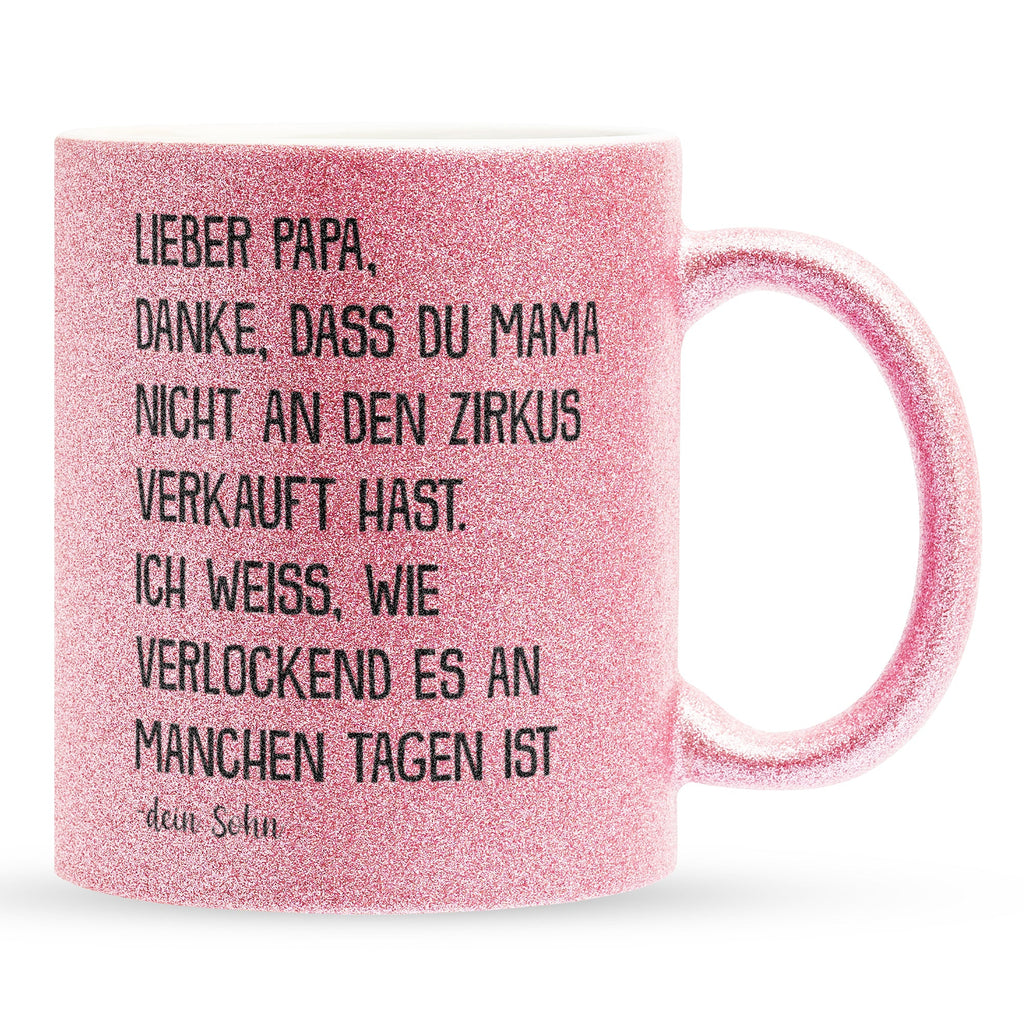 22Feels® Papa Geschenk von Sohn - Glitzertasse mit Spruch (Pink, 320ml)-Glitzertasse Pink 320ml-22Feels