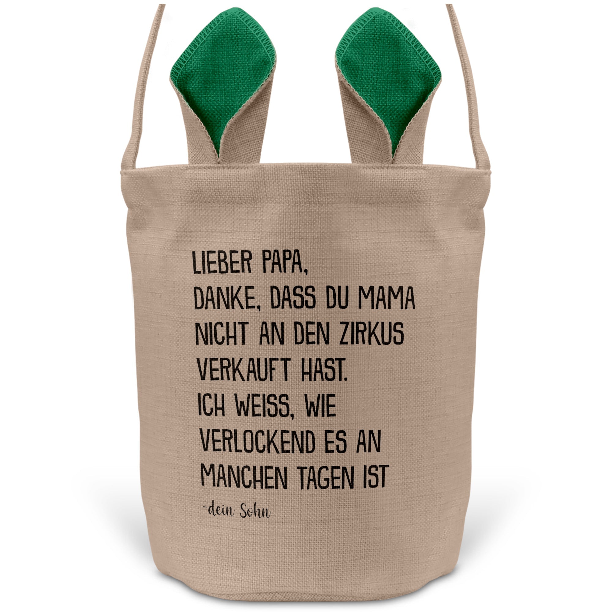 22Feels® Papa Osterkorb von Sohn Vater mit Henkel Ostergeschenk Tragetasche Ostern Deko Osternest Körbchen Hasenohren (Beige/Grün)-Ostern Tragetasche-22Feels