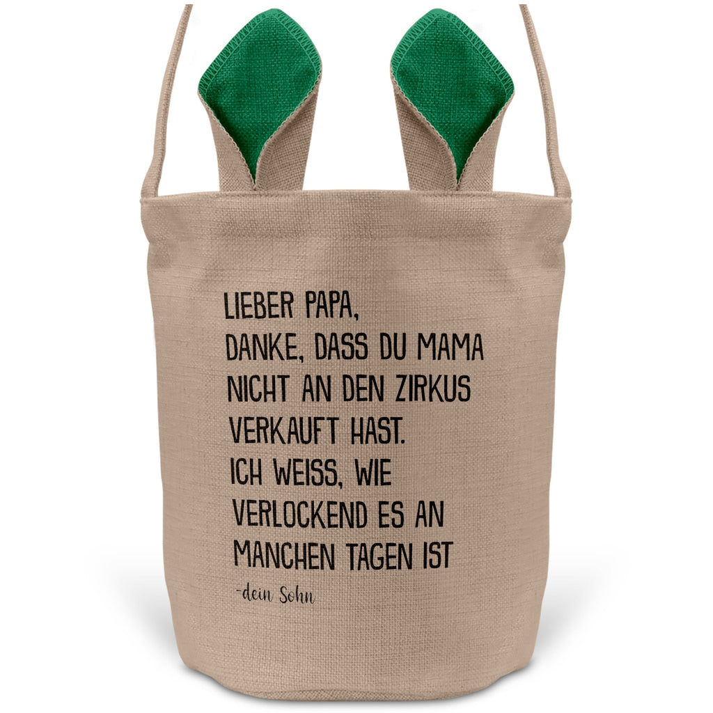22Feels® Papa Osterkorb von Sohn Vater mit Henkel Ostergeschenk Tragetasche Ostern Deko Osternest Körbchen Hasenohren (Beige/Grün)-Ostern Tragetasche-22Feels