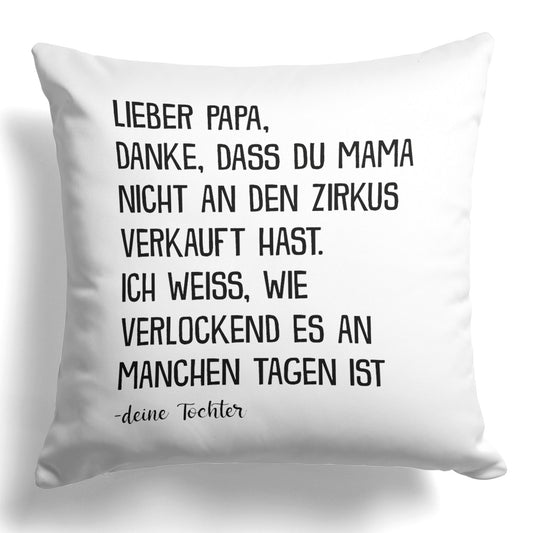 22Feels® Papa Geschenk von Tochter - Kissen mit Spruch (Weiss 40x40cm)-Kissen Weiss 40x40-22Feels