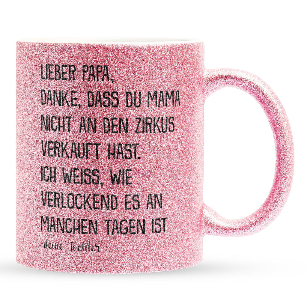 22Feels® Papa Geschenk von Tochter - Glitzertasse mit Spruch (Pink, 320ml)-Glitzertasse Pink 320ml-22Feels