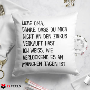 22Feels® Oma Geschenk - Kissen mit Spruch (Weiss 40x40cm)-Kissen Weiss 40x40-22Feels