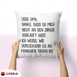 22Feels® Oma Geschenk - Kissen mit Spruch (Weiss 40x40cm)-Kissen Weiss 40x40-22Feels