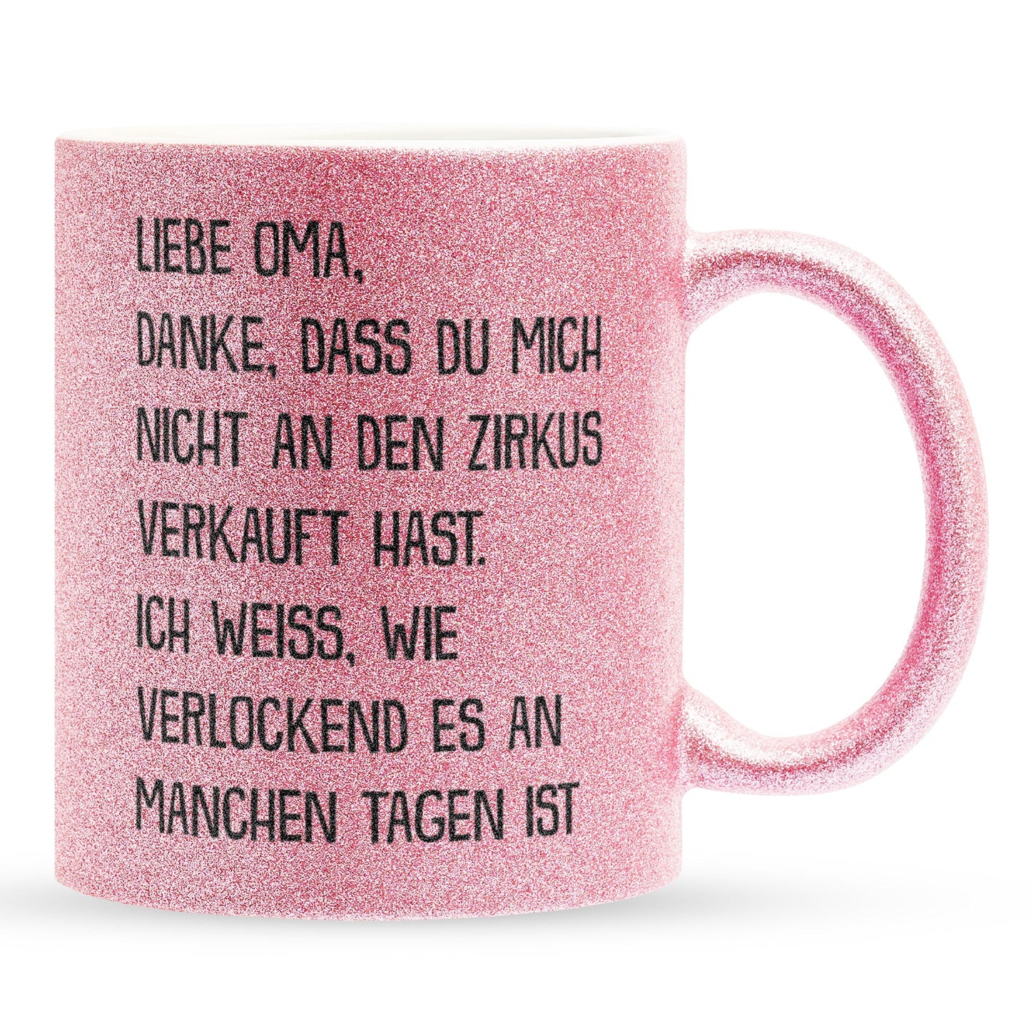 22Feels® Oma Geschenk - Glitzertasse mit Spruch (Pink, 320ml)-Glitzertasse Pink 320ml-22Feels