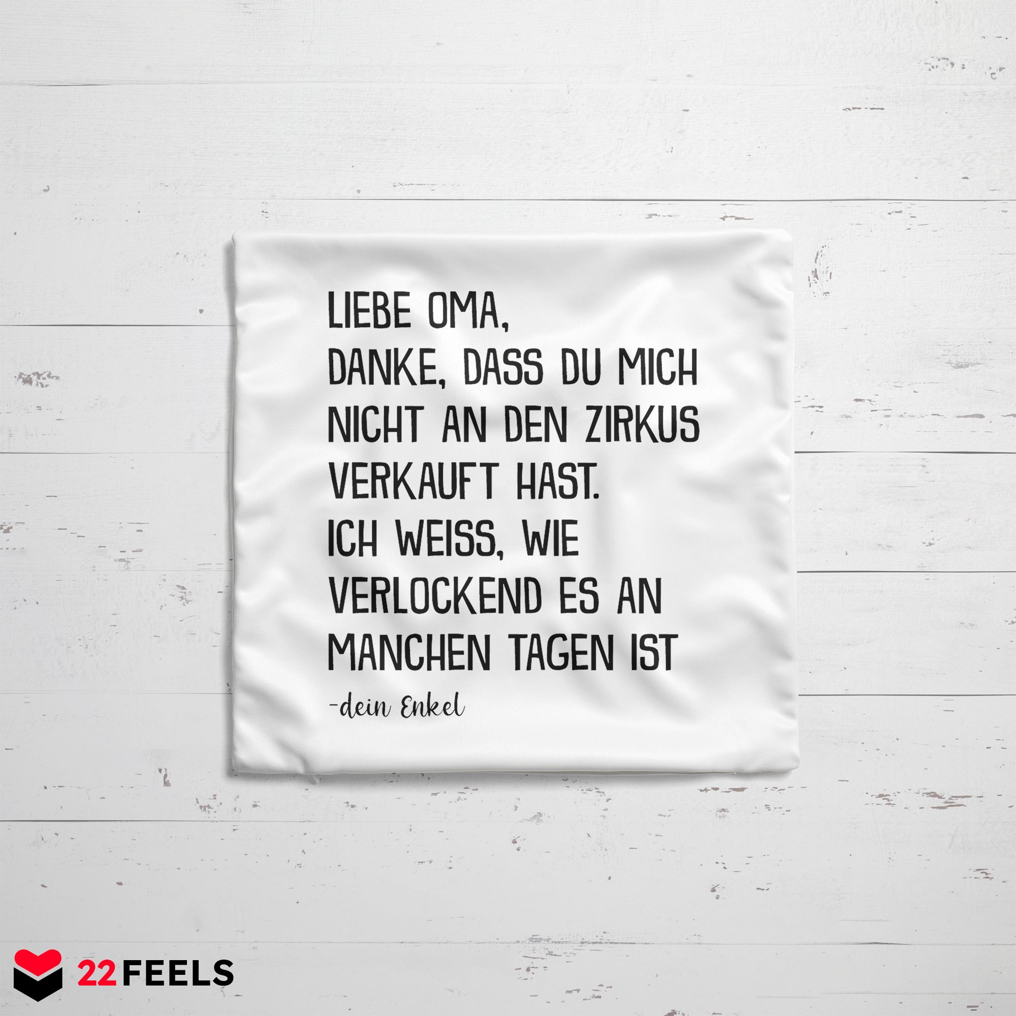22Feels® Oma Geschenk von Enkel - Kissen mit Spruch (Weiss 40x40cm)-Kissen Weiss 40x40-22Feels