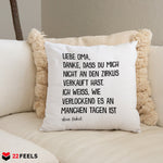 22Feels® Oma Geschenk von Enkel - Kissen mit Spruch (Weiss 40x40cm)-Kissen Weiss 40x40-22Feels