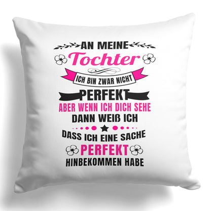 22Feels® Tochter Geschenk - Kissen mit Spruch (Weiss 40x40cm)-Kissen Weiss 40x40-22Feels