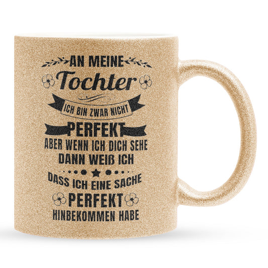 22Feels® Tochter Geschenk - Glitzertasse mit Spruch (Gold, 320ml)-Glitzertasse Gold 320ml-22Feels