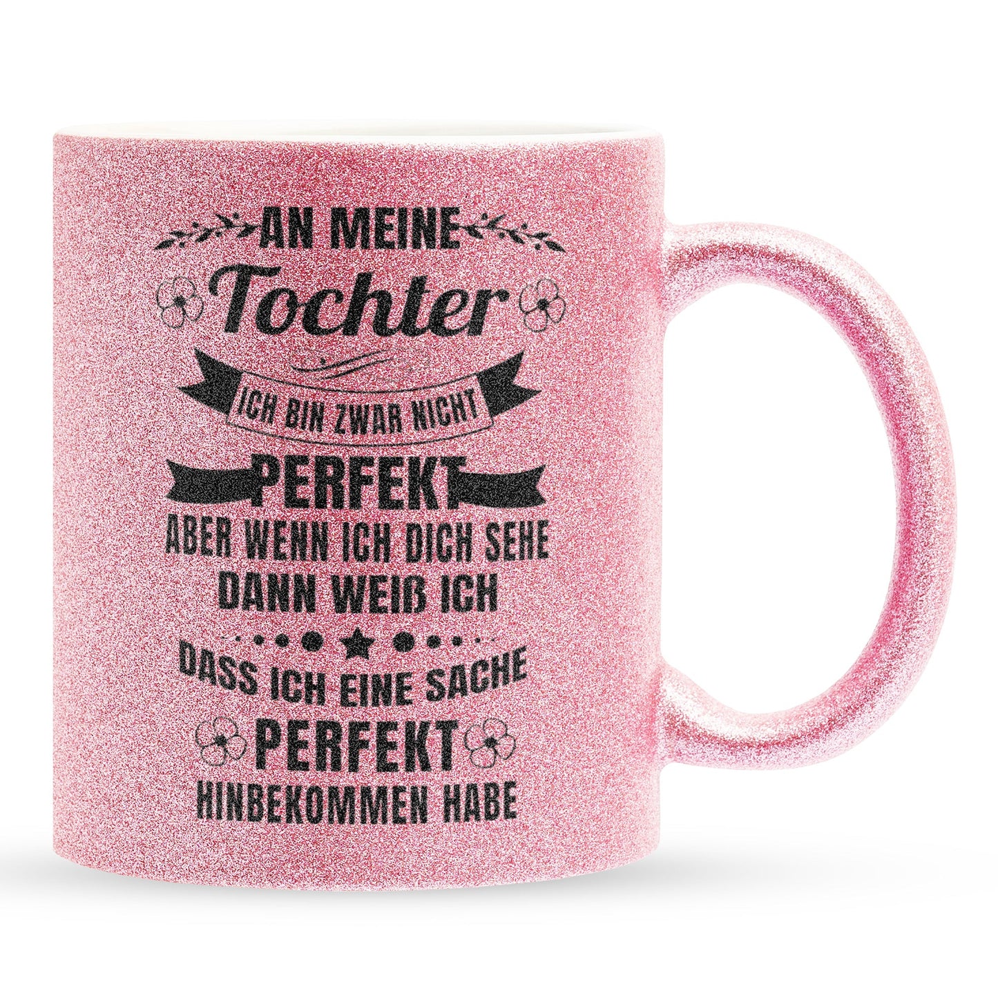 22Feels® Tochter Geschenk - Glitzertasse mit Spruch (Pink, 320ml)-Glitzertasse Pink 320ml-22Feels