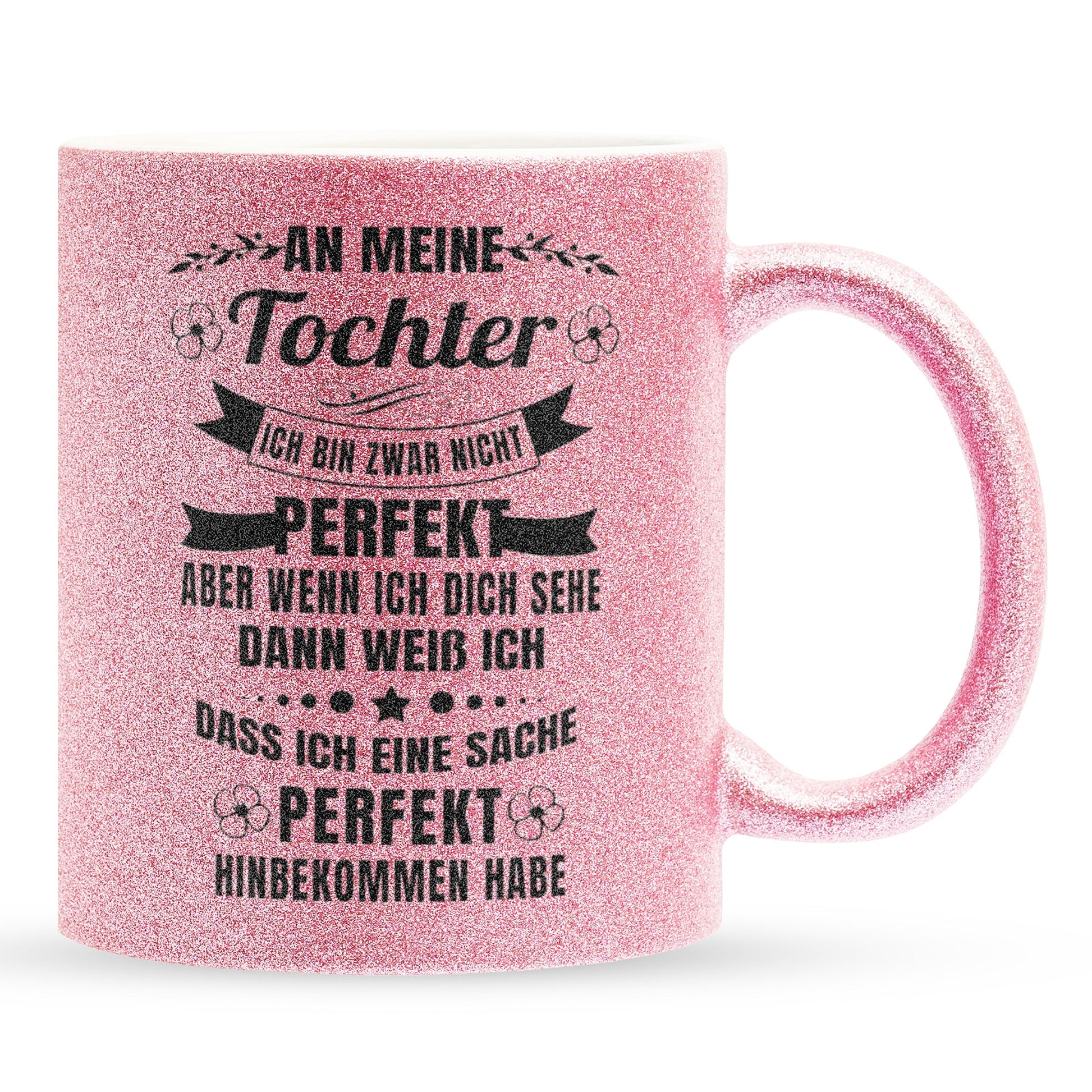 22Feels® Tochter Geschenk - Glitzertasse mit Spruch (Pink, 320ml)-Glitzertasse Pink 320ml-22Feels