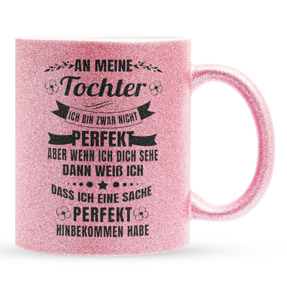 22Feels® Tochter Geschenk - Glitzertasse mit Spruch (Pink, 320ml)-Glitzertasse Pink 320ml-22Feels