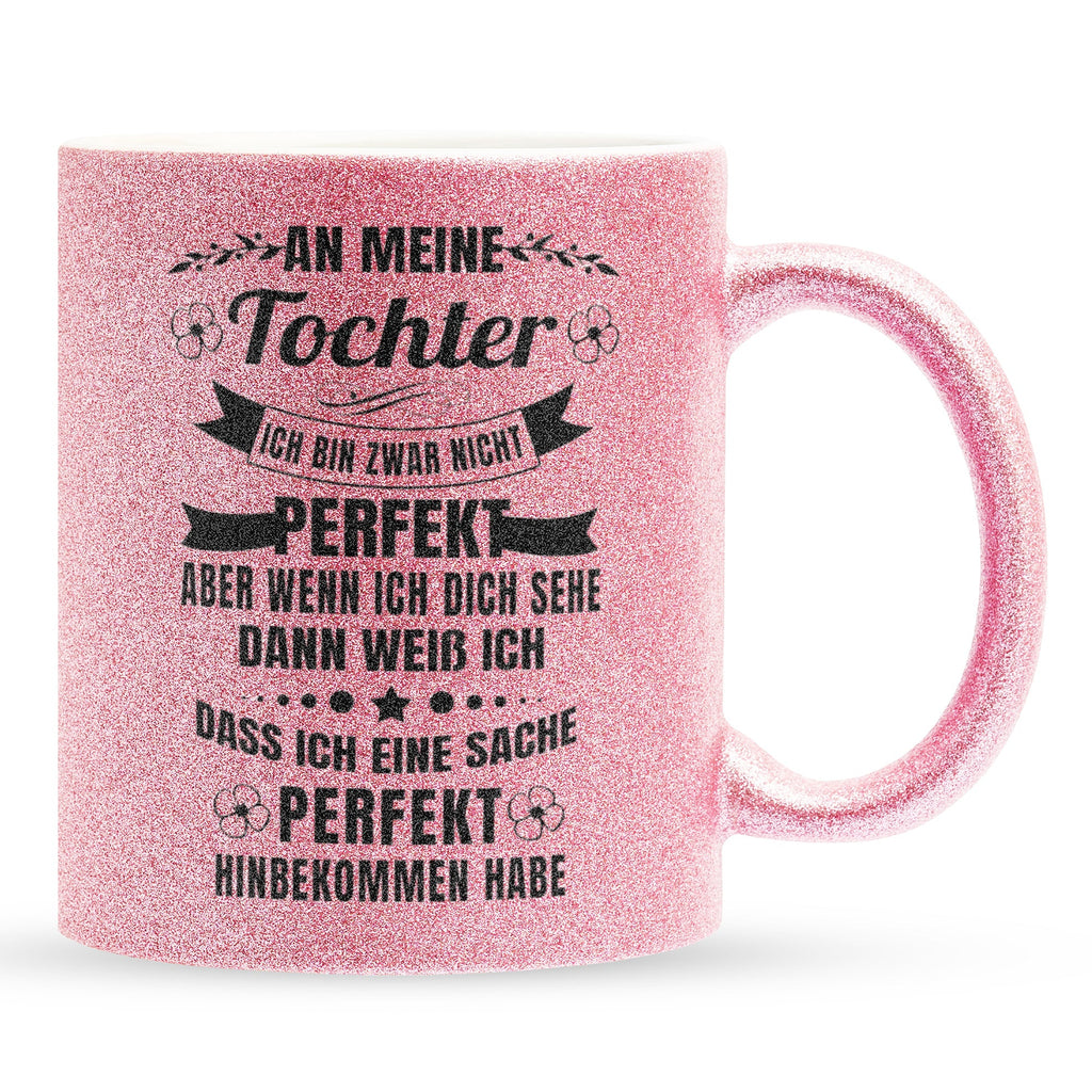 22Feels® Tochter Geschenk - Glitzertasse mit Spruch (Pink, 320ml)-Glitzertasse Pink 320ml-22Feels
