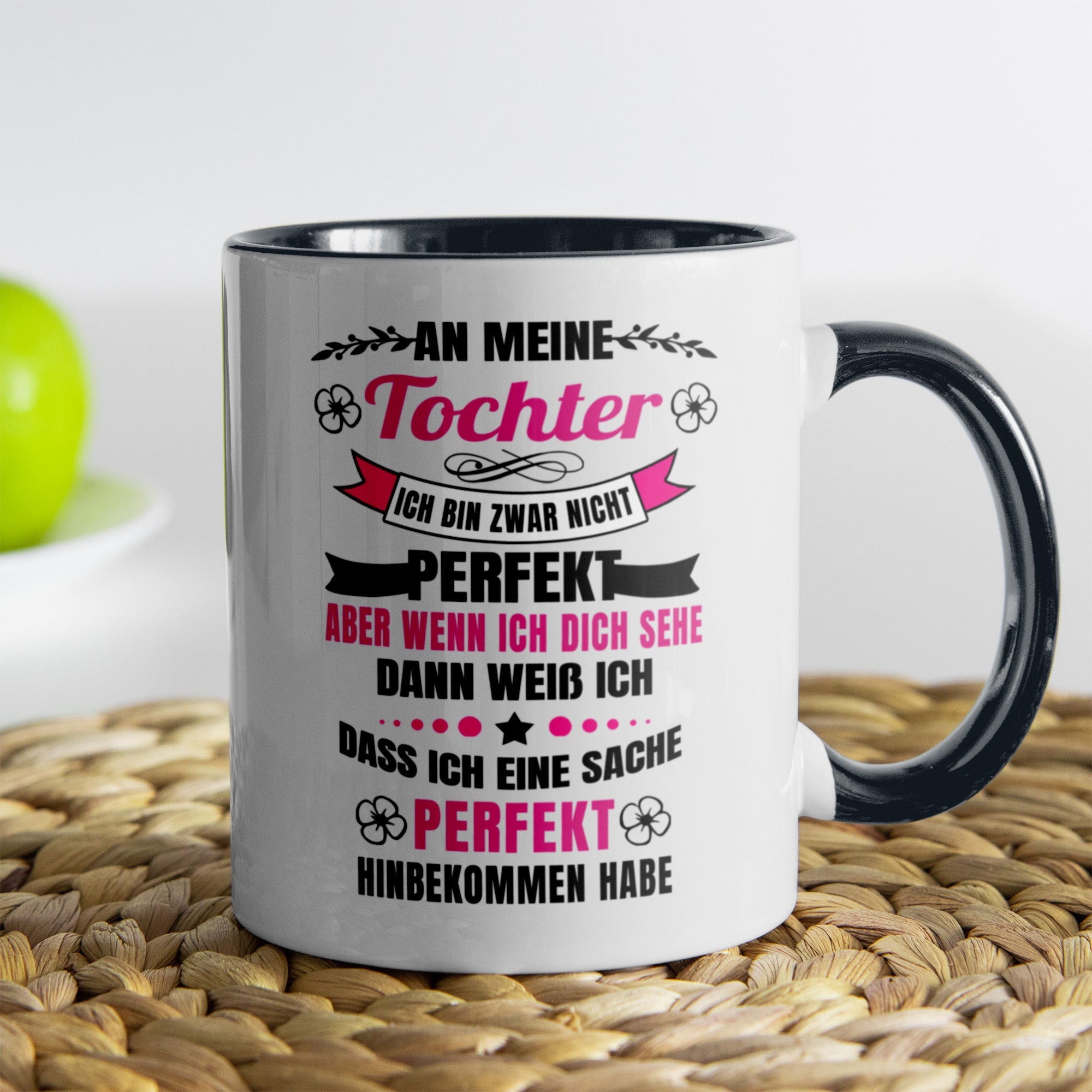 22Feels® Tochter Geschenk - Tasse mit Spruch (Weiss-Schwarz, 320ml)-TwoTone Tasse Weiss-Schwarz 320ml-22Feels