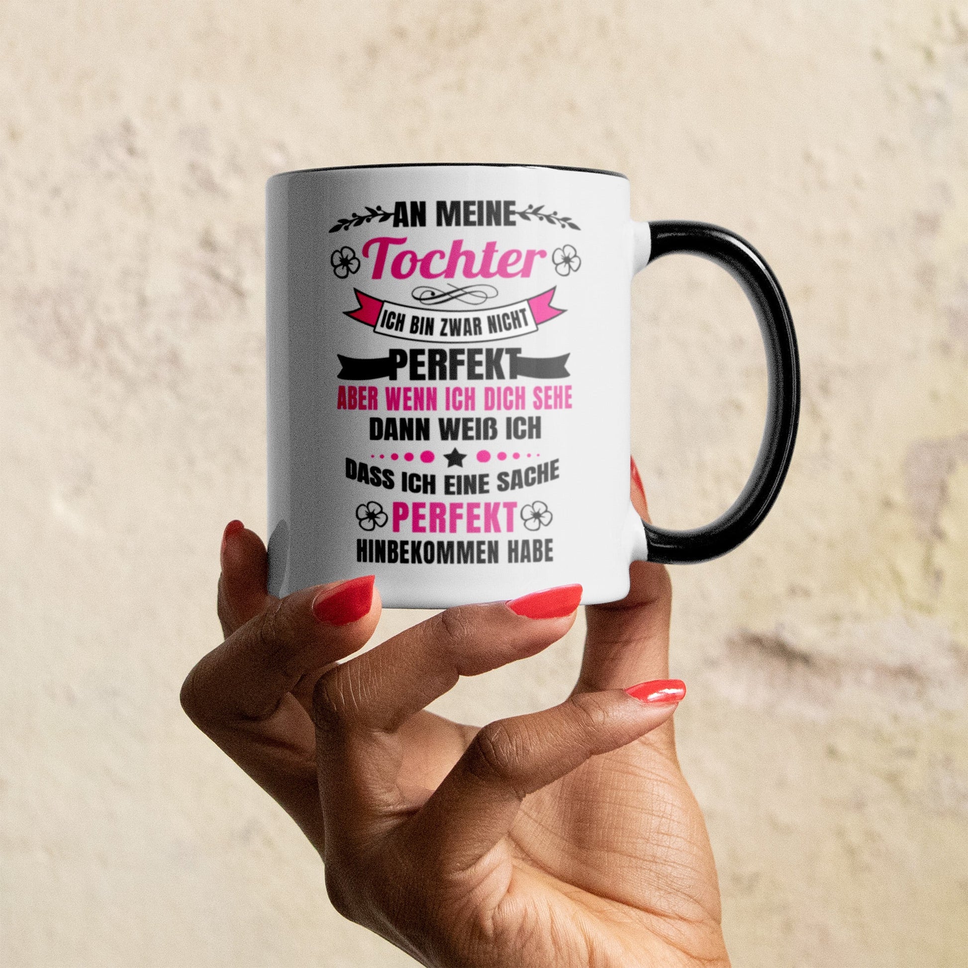 22Feels® Tochter Geschenk - Tasse mit Spruch (Weiss-Schwarz, 320ml)-TwoTone Tasse Weiss-Schwarz 320ml-22Feels