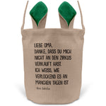 22Feels® Oma Osterkorb von Enkelin Grossmutter mit Henkel Ostergeschenk Tragetasche Ostern Deko Osternest Körbchen Hasenohren (Beige/Grün)-Ostern Tragetasche-22Feels