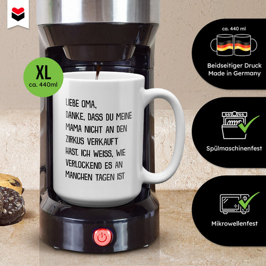 22Feels® Oma Geschenk - XL Tasse mit Spruch (Weiss, 440ml)-Weisse XL Tasse 440ml-22Feels