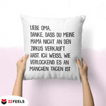 22Feels® Oma Geschenk - Kissen mit Spruch (Weiss 40x40cm)-Kissen Weiss 40x40-22Feels