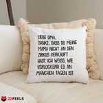 22Feels® Oma Geschenk - Kissen mit Spruch (Weiss 40x40cm)-Kissen Weiss 40x40-22Feels