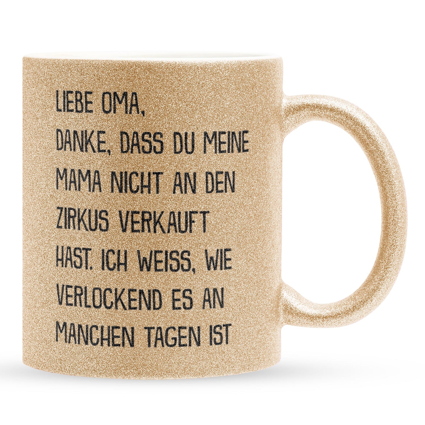 22Feels® Oma Geschenk - Glitzertasse mit Spruch (Gold, 320ml)-Glitzertasse Gold 320ml-22Feels