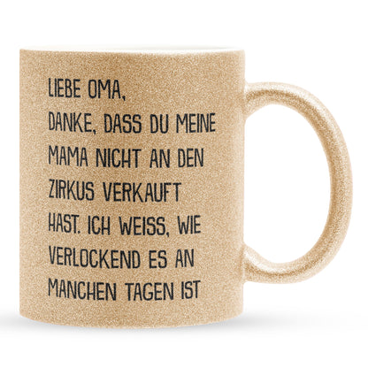22Feels® Oma Geschenk - Glitzertasse mit Spruch (Gold, 320ml)-Glitzertasse Gold 320ml-22Feels