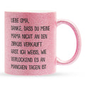 22Feels® Oma Geschenk - Glitzertasse mit Spruch (Pink, 320ml)-Glitzertasse Pink 320ml-22Feels