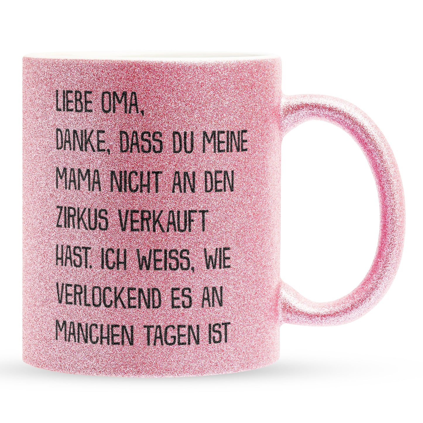 22Feels® Oma Geschenk - Glitzertasse mit Spruch (Pink, 320ml)-Glitzertasse Pink 320ml-22Feels