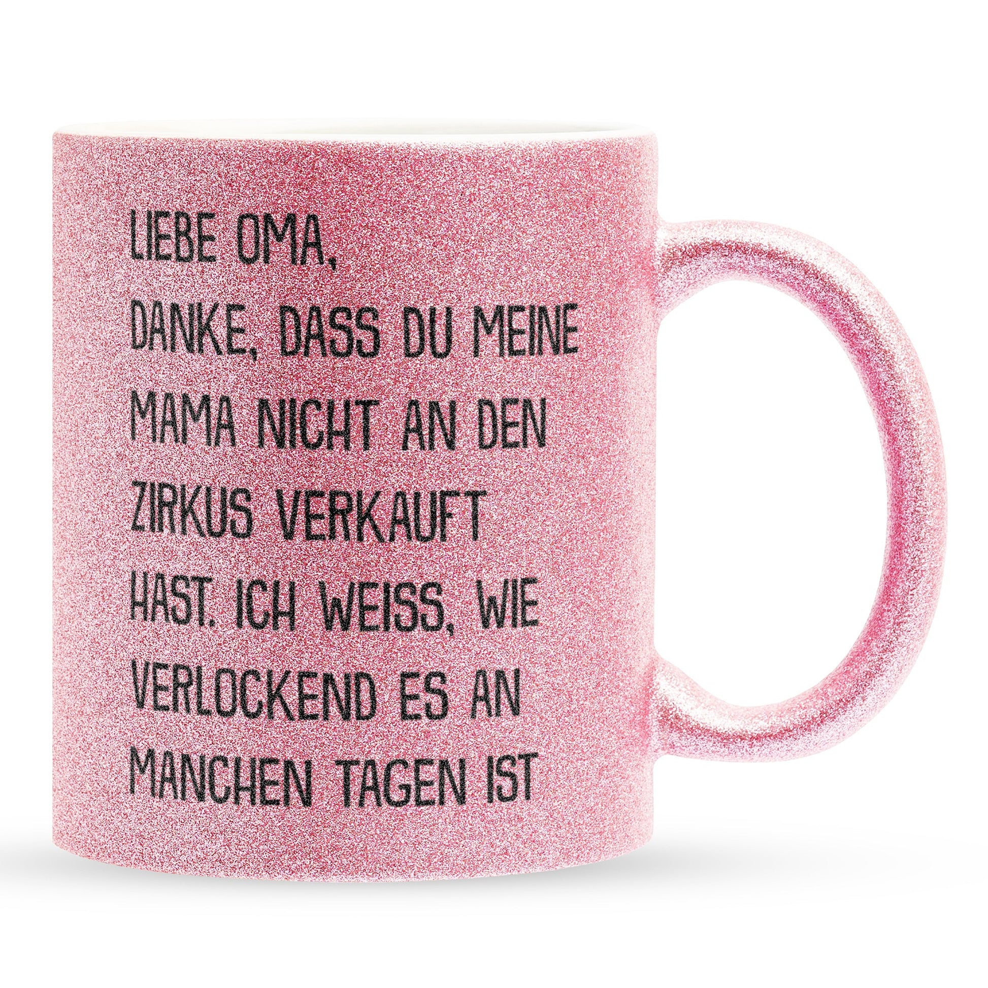 22Feels® Oma Geschenk - Glitzertasse mit Spruch (Pink, 320ml)-Glitzertasse Pink 320ml-22Feels