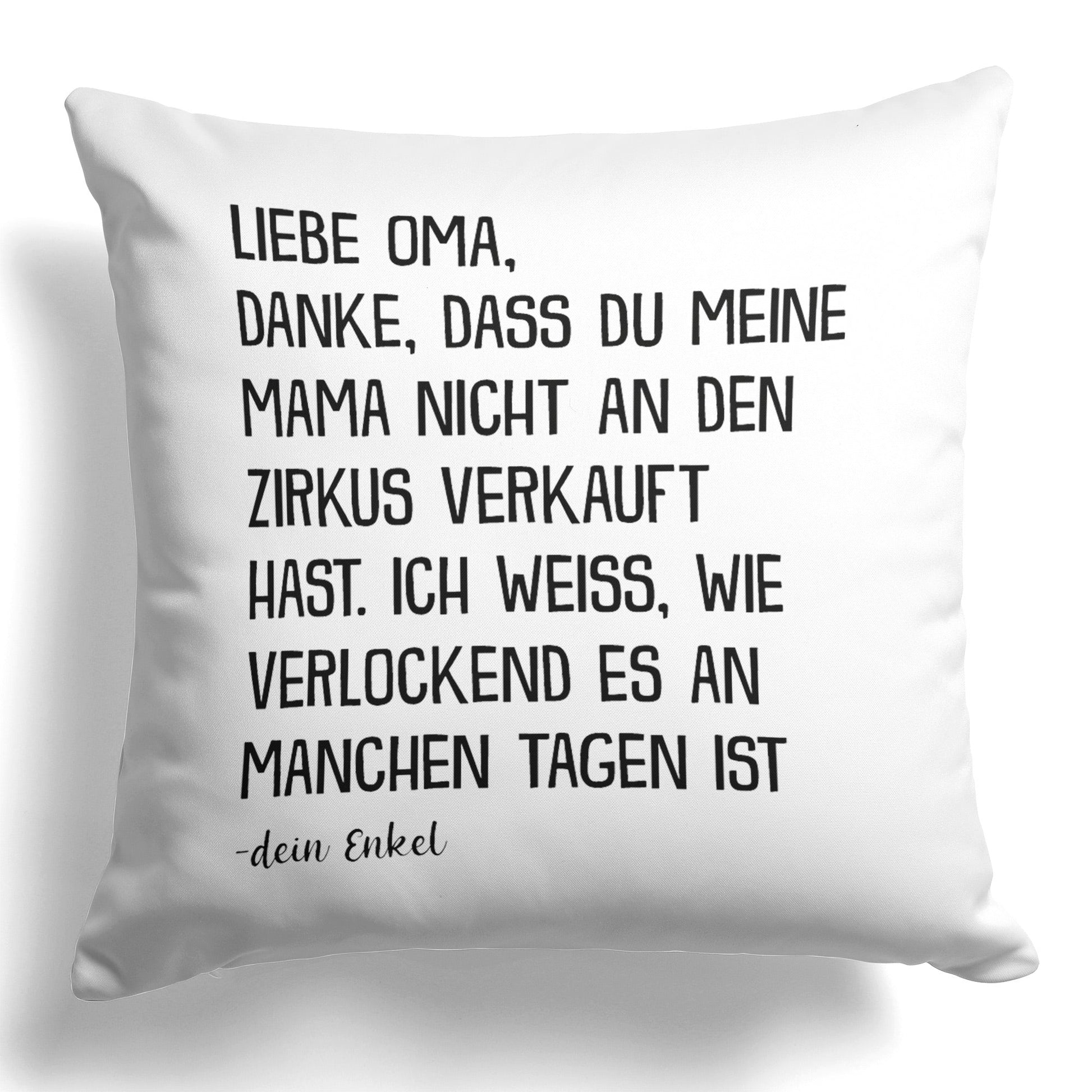22Feels® Oma Geschenk von Enkel - Kissen mit Spruch (Weiss 40x40cm)-Kissen Weiss 40x40-22Feels
