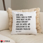 22Feels® Oma Geschenk von Enkel - Kissen mit Spruch (Weiss 40x40cm)-Kissen Weiss 40x40-22Feels
