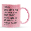 22Feels® Oma Geschenk von Enkel - Glitzertasse mit Spruch (Pink, 320ml)-Glitzertasse Pink 320ml-22Feels