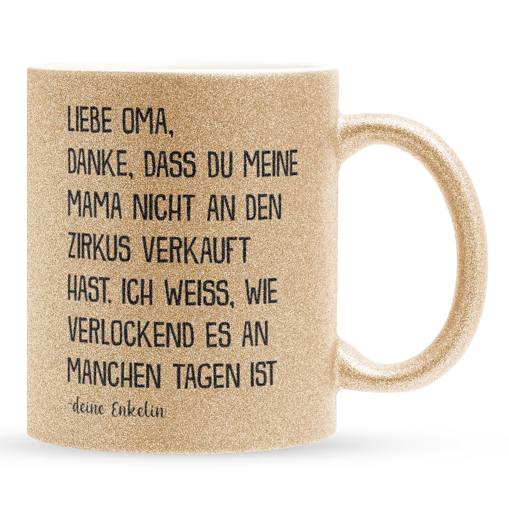 22Feels® Oma Geschenk von Enkelin - Glitzertasse mit Spruch (Gold, 320ml)-Glitzertasse Gold 320ml-22Feels