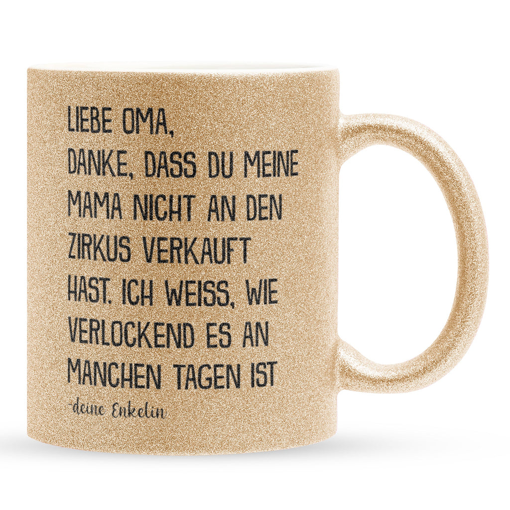 22Feels® Oma Geschenk von Enkelin - Glitzertasse mit Spruch (Gold, 320ml)-Glitzertasse Gold 320ml-22Feels