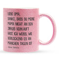22Feels® Oma Geschenk von Enkelin - Glitzertasse mit Spruch (Pink, 320ml)-Glitzertasse Pink 320ml-22Feels