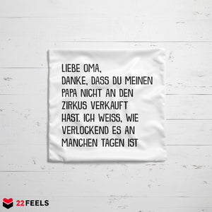 22Feels® Oma Geschenk - Kissen mit Spruch (Weiss 40x40cm)-Kissen Weiss 40x40-22Feels