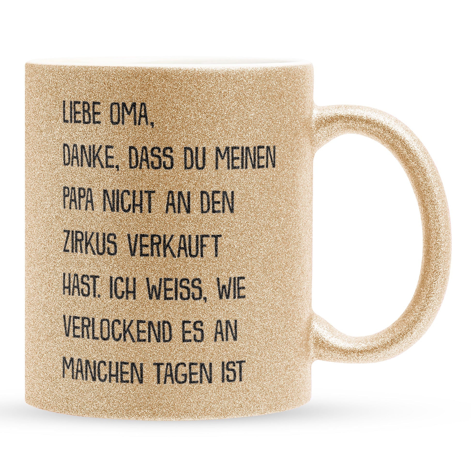 22Feels® Oma Geschenk - Glitzertasse mit Spruch (Gold, 320ml)-Glitzertasse Gold 320ml-22Feels