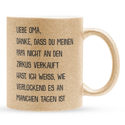 22Feels® Oma Geschenk - Glitzertasse mit Spruch (Gold, 320ml)-Glitzertasse Gold 320ml-22Feels