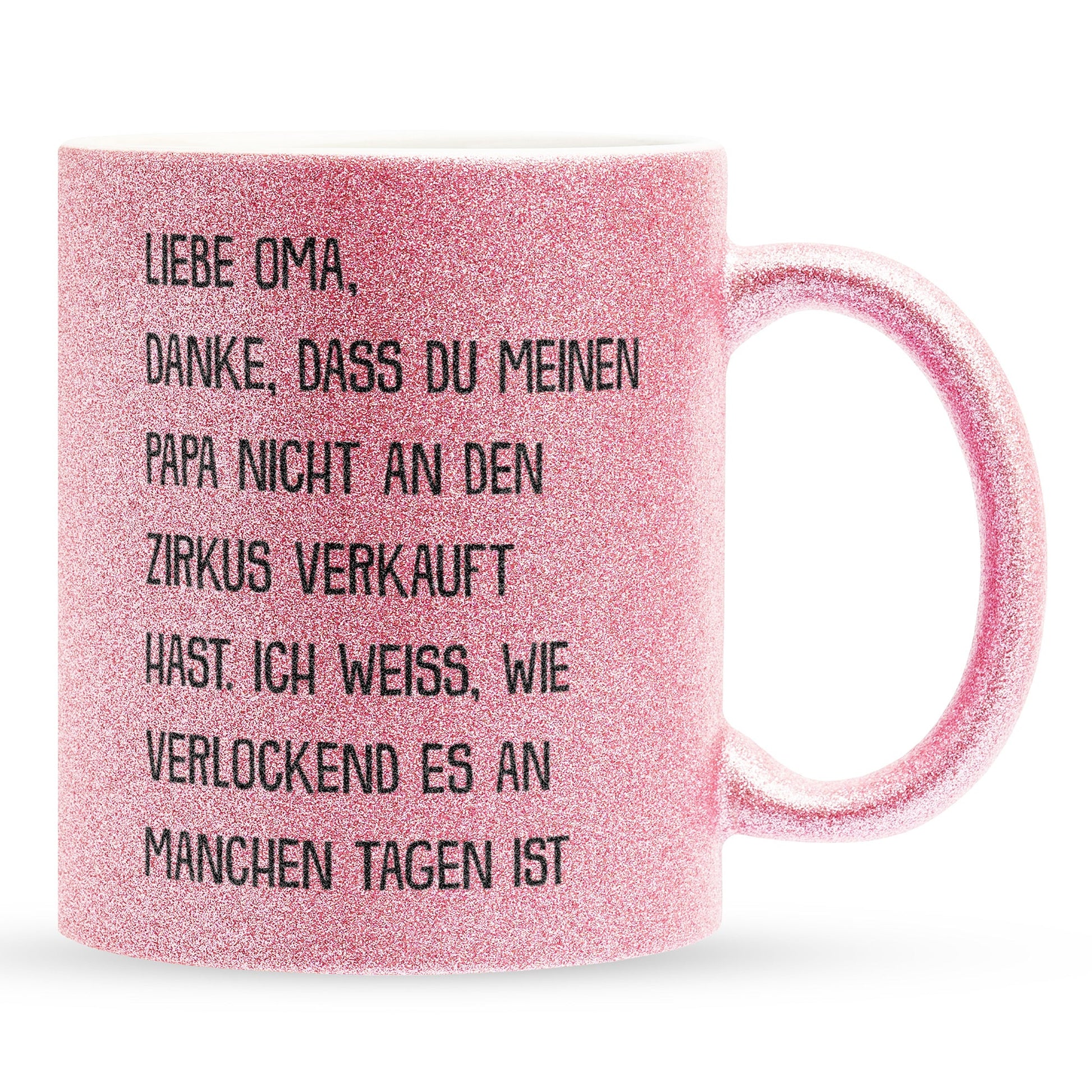 22Feels® Oma Geschenk - Glitzertasse mit Spruch (Pink, 320ml)-Glitzertasse Pink 320ml-22Feels