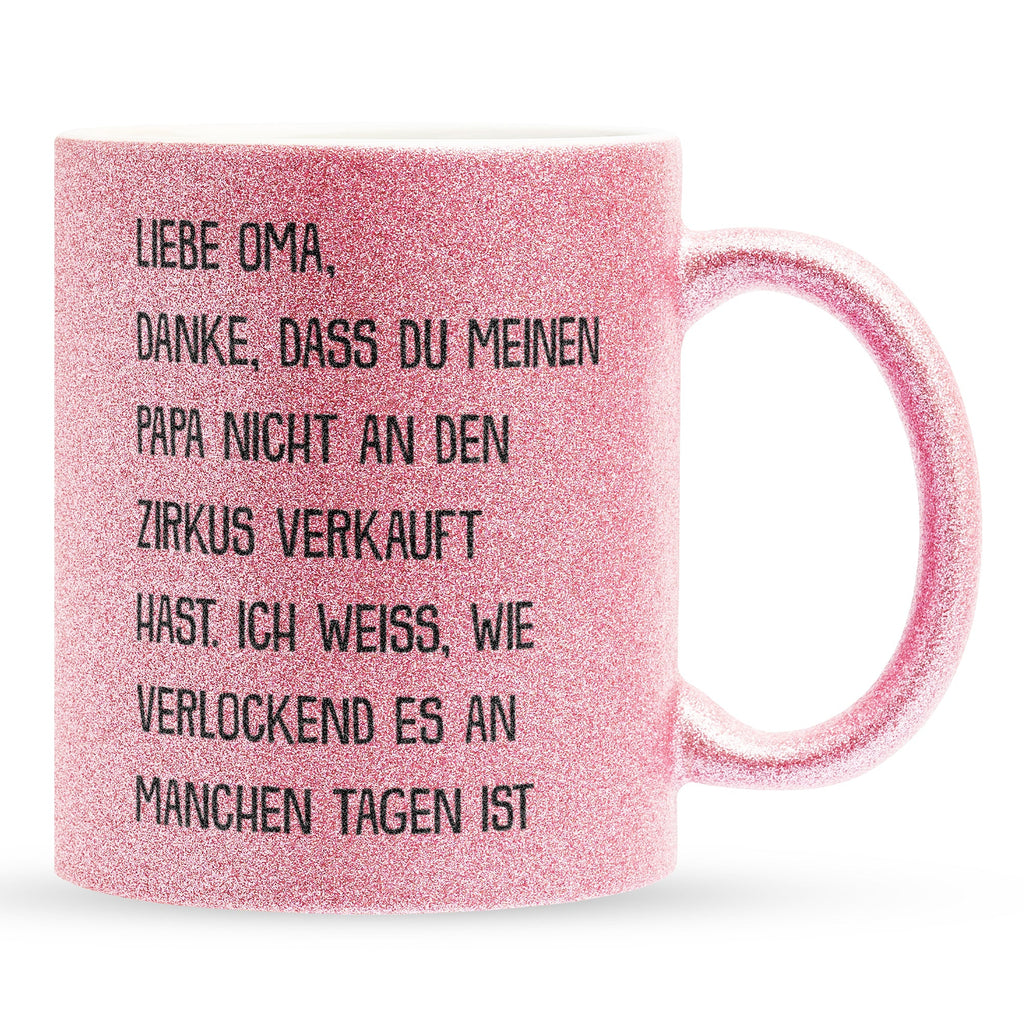 22Feels® Oma Geschenk - Glitzertasse mit Spruch (Pink, 320ml)-Glitzertasse Pink 320ml-22Feels