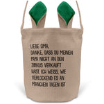 22Feels® Oma Grossmutter Osterkorb mit Henkel Ostergeschenk Tragetasche Ostern Deko Osternest Körbchen Hasenohren (Beige/Grün)-Ostern Tragetasche-22Feels