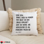 22Feels® Oma Geschenk von Enkel - Kissen mit Spruch (Weiss 40x40cm)-Kissen Weiss 40x40-22Feels