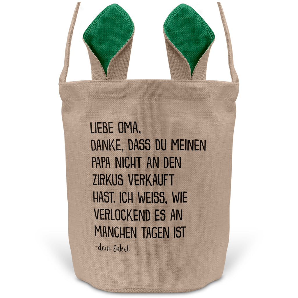 22Feels® Oma Osterkorb von Enkel Grossmutter mit Henkel Ostergeschenk Tragetasche Ostern Deko Osternest Körbchen Hasenohren (Beige/Grün)-Ostern Tragetasche-22Feels
