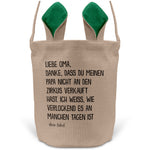 22Feels® Oma Osterkorb von Enkel Grossmutter mit Henkel Ostergeschenk Tragetasche Ostern Deko Osternest Körbchen Hasenohren (Beige/Grün)-Ostern Tragetasche-22Feels