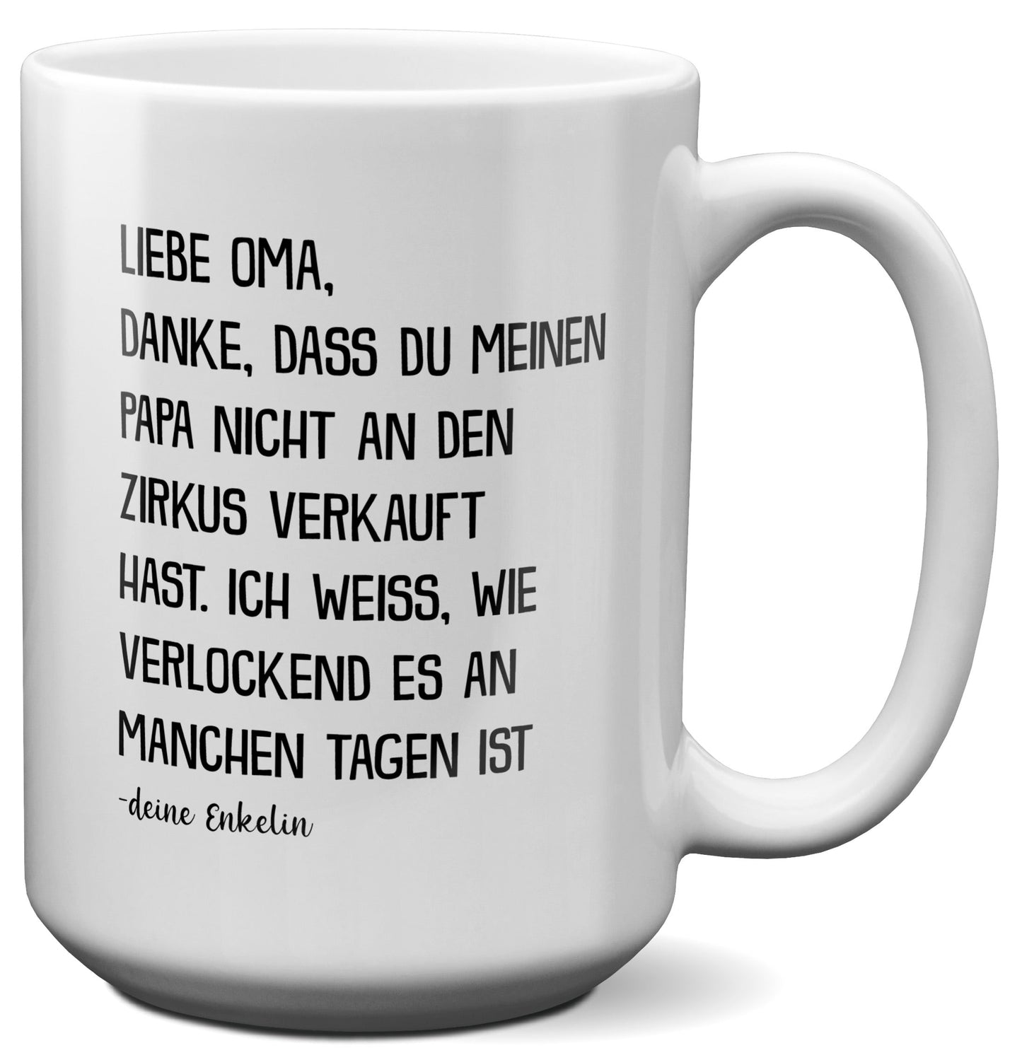 22Feels® Oma Geschenk von Enkelin - XL Tasse mit Spruch (Weiss, 440ml)-Weisse XL Tasse 440ml-22Feels