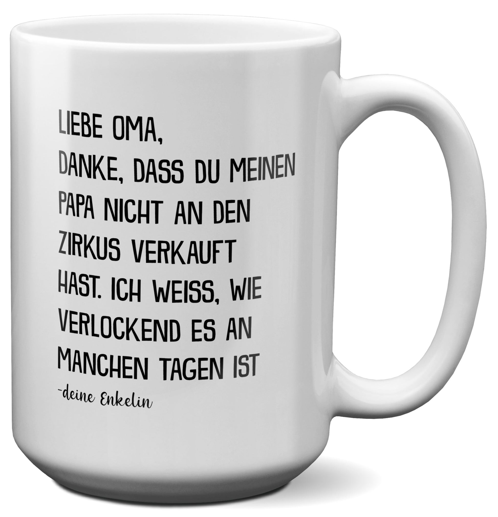 22Feels® Oma Geschenk von Enkelin - XL Tasse mit Spruch (Weiss, 440ml)-Weisse XL Tasse 440ml-22Feels