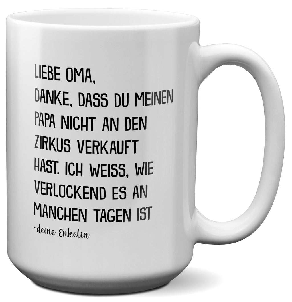 22Feels® Oma Geschenk von Enkelin - XL Tasse mit Spruch (Weiss, 440ml)-Weisse XL Tasse 440ml-22Feels