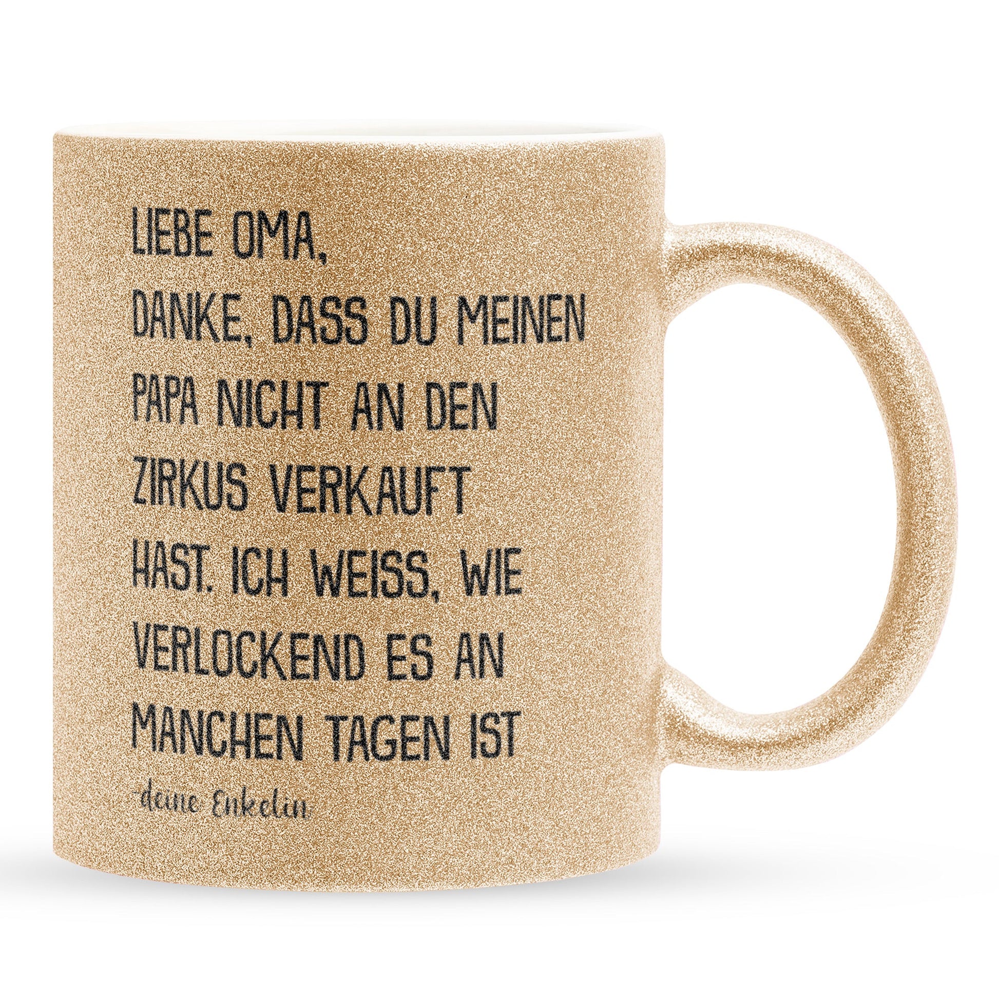 22Feels® Oma Geschenk von Enkelin - Glitzertasse mit Spruch (Gold, 320ml)-Glitzertasse Gold 320ml-22Feels