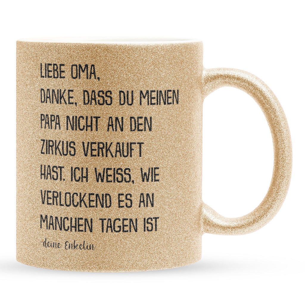 22Feels® Oma Geschenk von Enkelin - Glitzertasse mit Spruch (Gold, 320ml)-Glitzertasse Gold 320ml-22Feels